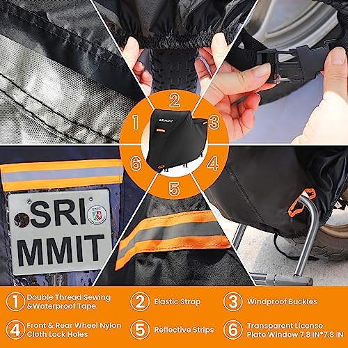 Motorcycle Cover Heavy Duty,Motorcycle Cover 420D,Sun,Waterproof Outdoor Protection,with License Plate Window, 4 Reflective Strips,Lock-Holes Storage Bag(M 78" x 35" x 43") - size: M(78" x 35" x 43")