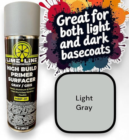 LiME LiNE 1K Flexible High Build Primer Surfacer, Direct to Metal, Automotive and Industrial Grade, 16 oz Aerosol Spray Can, Primer Light Grey (Pack of 3) - color: Pack of 3