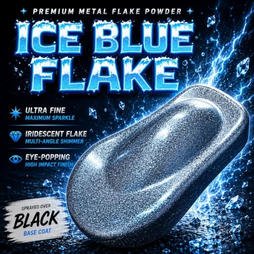 LiME LiNE Sprayable Metal Flake Paint Additive: Solvent Resistant Glitter for Automotive Custom Painting (Ice Blue) - color: Ice Blue