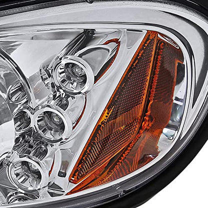 SPEC-D TUNING Dual LED Halo Projector Headlights - color: Chrome Housing Clear Lens