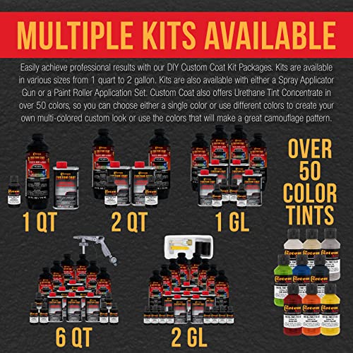 Custom Coat Black Metallic 2 Gallon Spray-On Bed Liner Kit Gun & Regulator - color: Black Metallic, size: 2 Gallon Kit with Gun