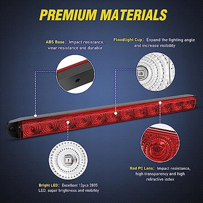 Nilight 16" Trailer Light 12 LED Red Running Brake Sequential Signal Lights - color: 1Pc 16" Red 12LED