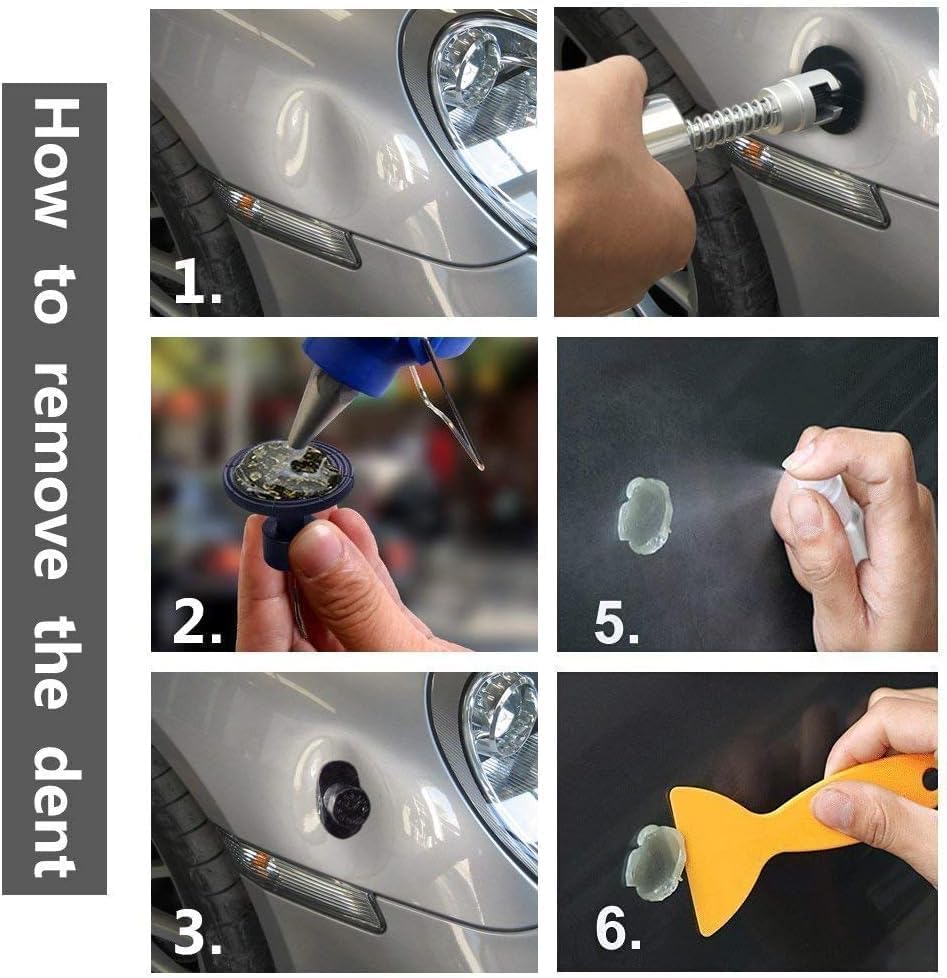 Manelord 46PCS Dent Puller- Car Dent Repair kit with Slide Hammer T-bar Dent Puller for Car Body Hail Dent Removal Dent Remover Automobile Body Repair
