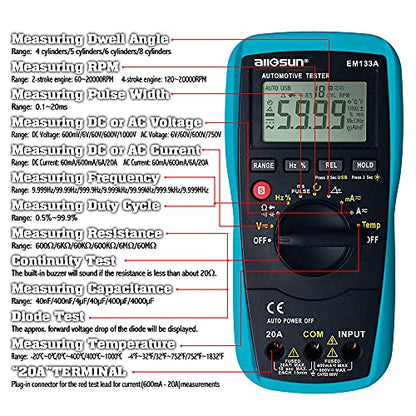 allsun EM133A Auto Multimeter AC/DC Volt Ohm Amp Tester Tool
