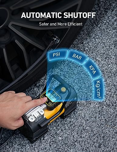 AstroAI Tire Inflator Portable Air Compressor 12VDC Tire Pump Digital Gauge