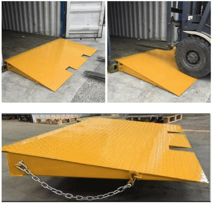 16,000Lbs Container Ramps - 49"x86" Heavy Duty Loading Ramps for Shipping Docks | 5.9" Height Differential, Forklift Compatible, 10-Gauge Steel w/Safety Chains - size: 49'' x 86''丨16000 lbs