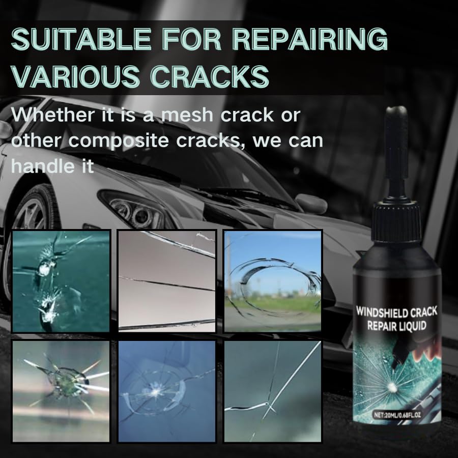 Windshield Crack Repair Kit, 2026 New Premium Windshield Repair Kit, Quick Glass Repair Liquid, for Windshields, Windows, Mirrors and All Glass Crack Types（2pcs）