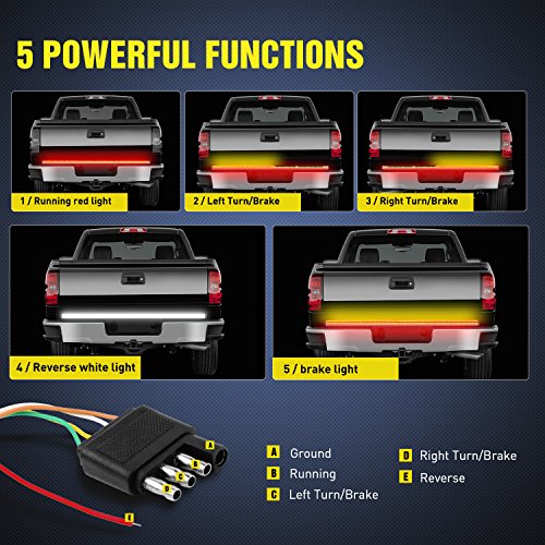 Nilight 60 Inch Truck Tailgate Light Bar Triple Row 504 LEDs - color: 60" Tailgate Light Strip Red/White/Amber Triple Row