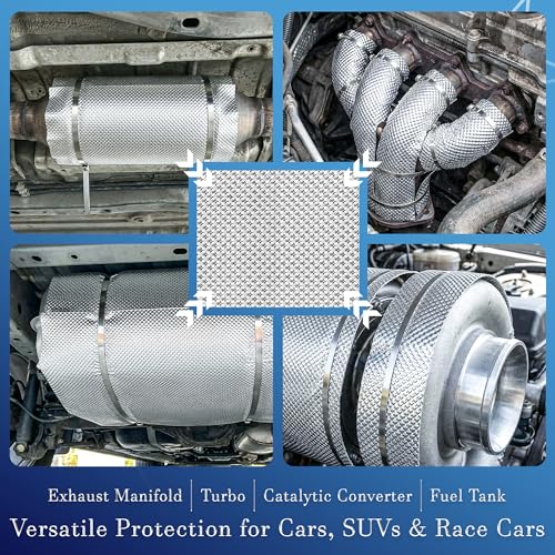 3 Pack Exhaust Heat Shield Automotive, Embossed Aluminum Heat Shield Kit with 20PCS Cable Metal Ties for Car Muffler Exhaust Wrap Heat Pipe High Temp Thermal Barrier (3Pcs 13” * 16”) - color: 3Pcs 13” * 16”