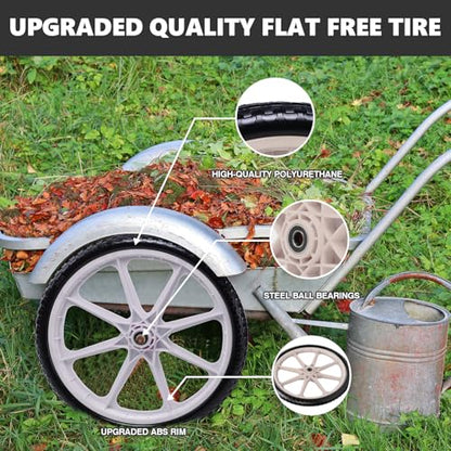 20" Flat Free Tire and Wheel with 3/4" & 5/8" Bearing, 2 Pack - color: Grey