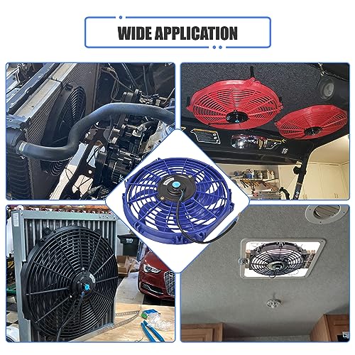 12 Inch Slim Fan Push Pull Electric Radiator Cooling Fan, Blue - color: Blue, size: 12'’