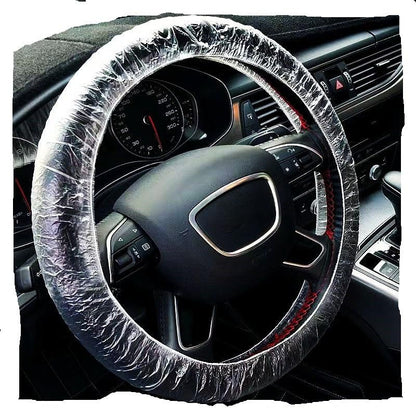 Universal Clear Plastic Steering Wheel Covers, 100 PCS, Disposable