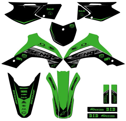 2021-2025 KLX 140 RF Binary Green Senge Graphics Complete Kit Compatible with Kawasaki - size: Complete Kit