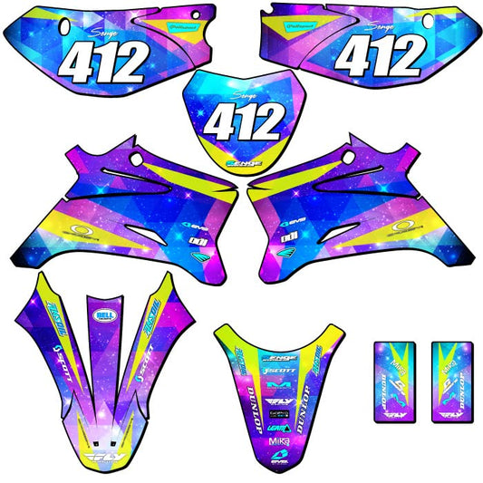 2008-2025 TTR 110 SPACE KADET Galaxy Complete Kit With Rider I.D. Compatible with Yamaha | Senge Graphics Inc - size: Complete Kit With Rider I.D.