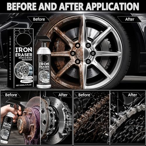 2Pcs Iron Eraser Rust Remover Spray, Iron Eraser Iron and Rust Remover Cleaner Sprays for Car Wheels and Paint, Professional Automotive Surface Cleaning, Fast Acting Rust and Brake Dust Remover
