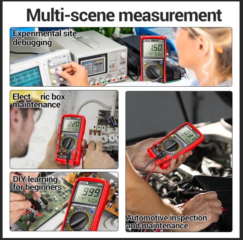 ANENG SZ26 Digital Multimeter, Engine Analyzer, 500-10000 RPM Tachometer - color: Red
