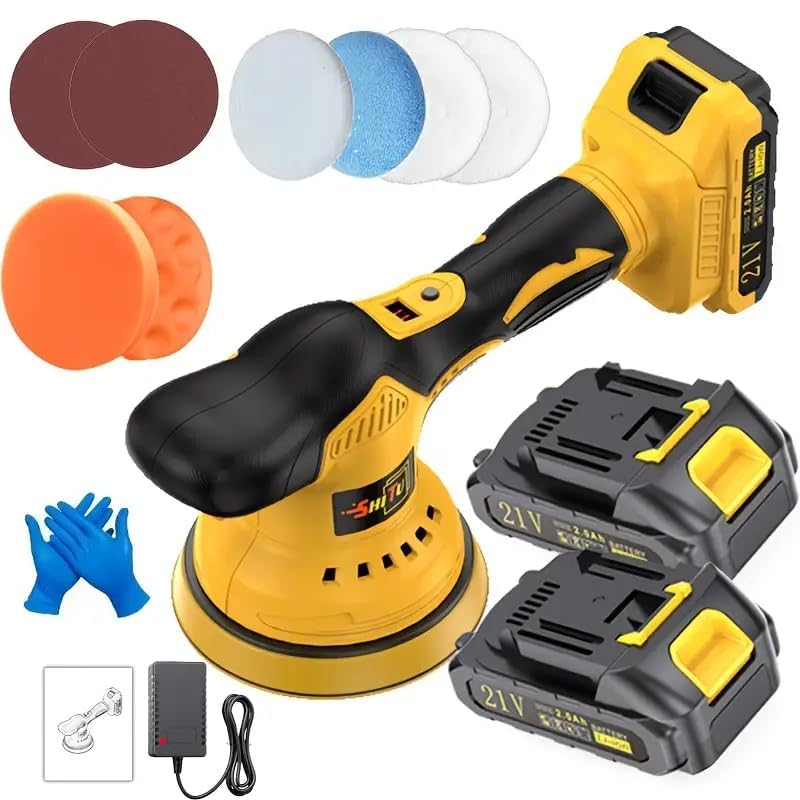Polishing Machine, Wireless Polishing Equipment (21V Coating Machine + 2 Battery) - size: 21v Polishing Machine+batteries *2