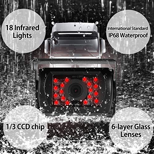 RV Backup Camera and Monitor Kit with 7inch HD Monitor+2 Rear View Cameras