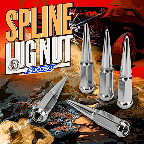 14x1.5 Spiked Lug Nuts 6x5.5 Chevy, Chrome Spike Lug Nuts for Silverado - color: Silver, size: 24PC