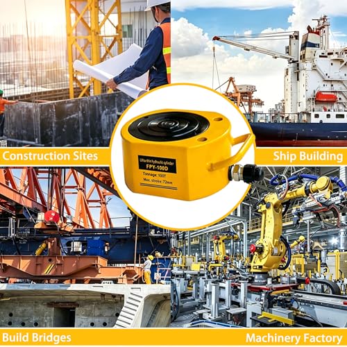 Jooptoolwook 100T Multi-Section Low Profile Hydraulic Ram Jack, 2.71" Stroke Portable Mini Hydraulic Lifting Cylinder for Machinery, Bridge & Construction Industry - size: 100T