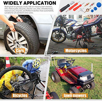 70Pcs Tire Repair Kit - Patch, Scraper, Valve Stem Removal Tools, Cores, Caps & Patches for Punctures
