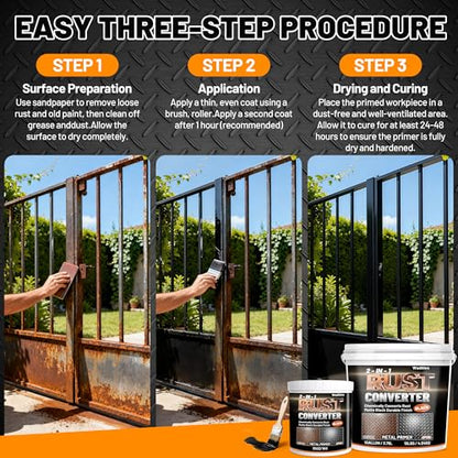 2-in-1 Rust Converter & Metal Primer, 35oz Black Metal Rust Inhibitor Paint - size: 35 Fl Oz (Pack of 1)