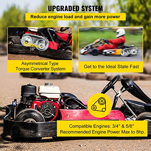 VEVOR Torque Converter, 30 Series 212 Predator Torque Converter kit Go Kart, Mini Bike Comet Clutch Set, 3/4 Inch 10T #40 or 41 Chain Predator Driver Pulley Replacement Comet TAV2 - size: 3/4 Inch 10T