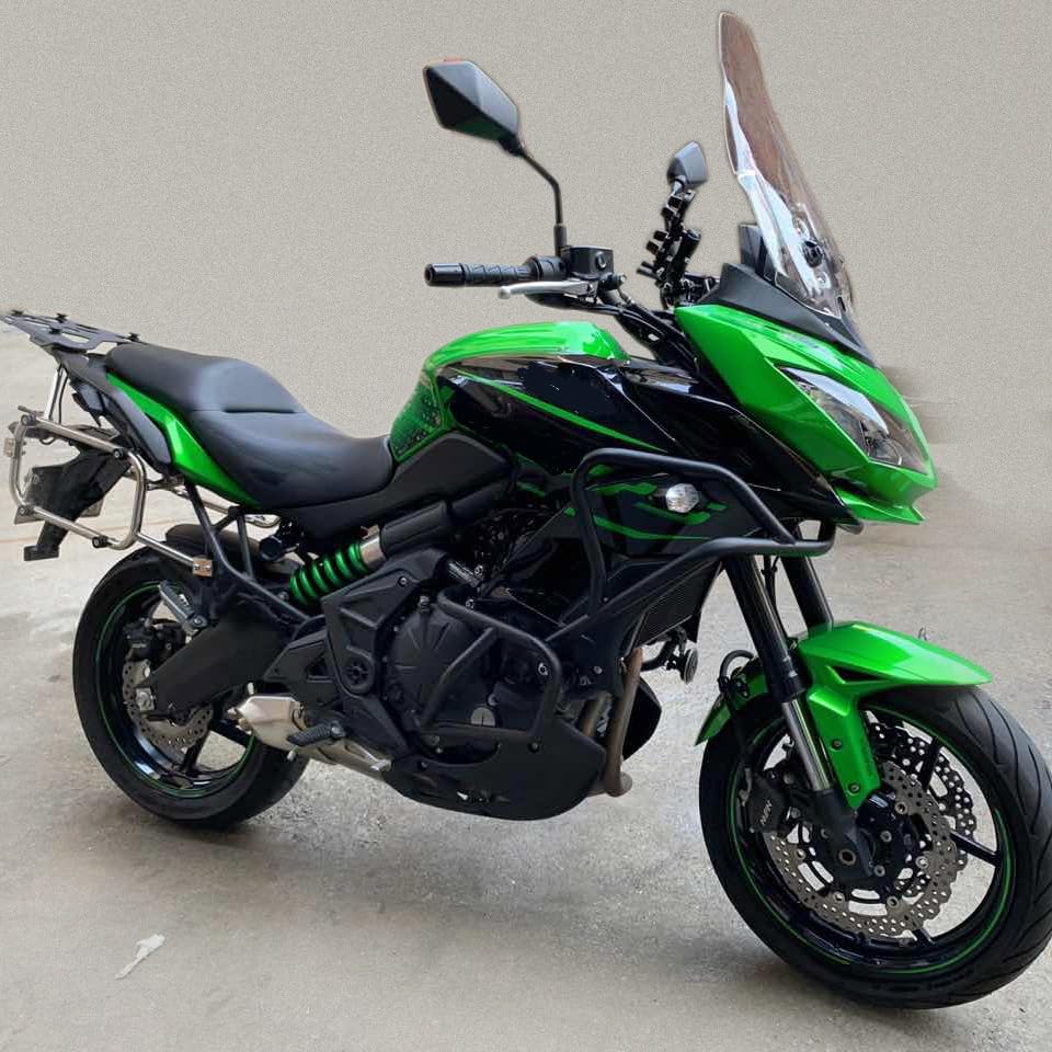 Motorcycle Steel Highway Cage Crash Bar Engine Guard Bumper Frame Falling Protector for Ka-wasaki Versys 650 Versys650 KLE650 KLE 650 15 16 17 18 19 20 21 2015-2021 (Full Set)