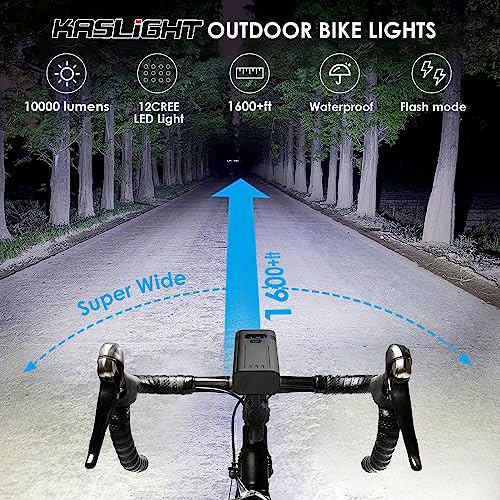 Bike Lights,Bike Light for Night Riding,10000Lumen LED Bike Headlight,Rechargeable Bike Headlight,Bright Bike Lights Front and Back with High Beam&Low Beam Light,Free Taillights - color: BLACK 12 LED