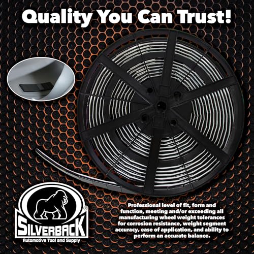 Silverback 1/2 oz Black Steel Adhesive Wheel Weights EZ Peel 10 lb Roll - color: 1 Roll 1/2 oz Black