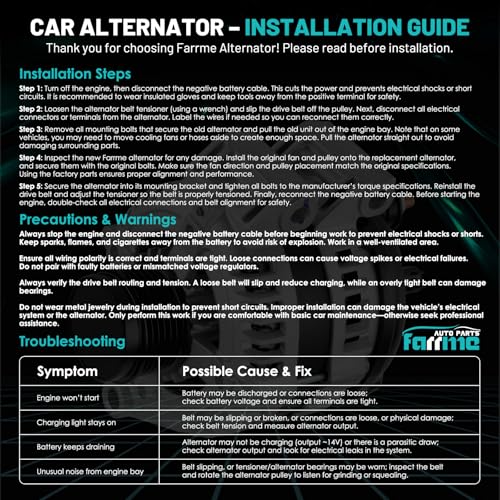 11295 Car Alternator Fit for Chrysler Town & Country 2008-2010 - size: 11295N for Grand Caravan 3.3L 3.8L 08-10