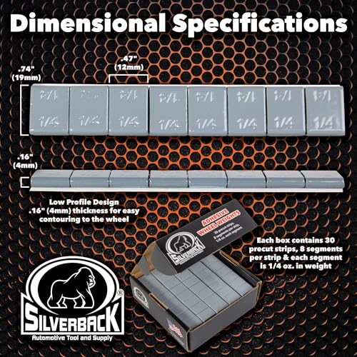 Silverback 1/4 oz Gray Steel Adhesive Wheel Weights, 240-Piece Box - color: Gray, size: 1/4 oz