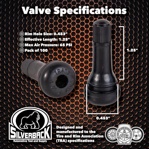 Silverback TR413 Snap-in Tire Valve Stems, Pack of 100 - size: TR413
