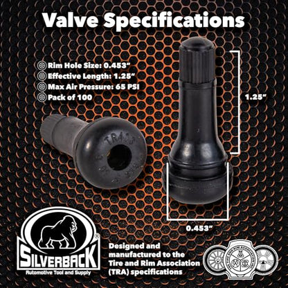 Silverback TR413 Snap-in Tire Valve Stems, Pack of 100 - size: TR413