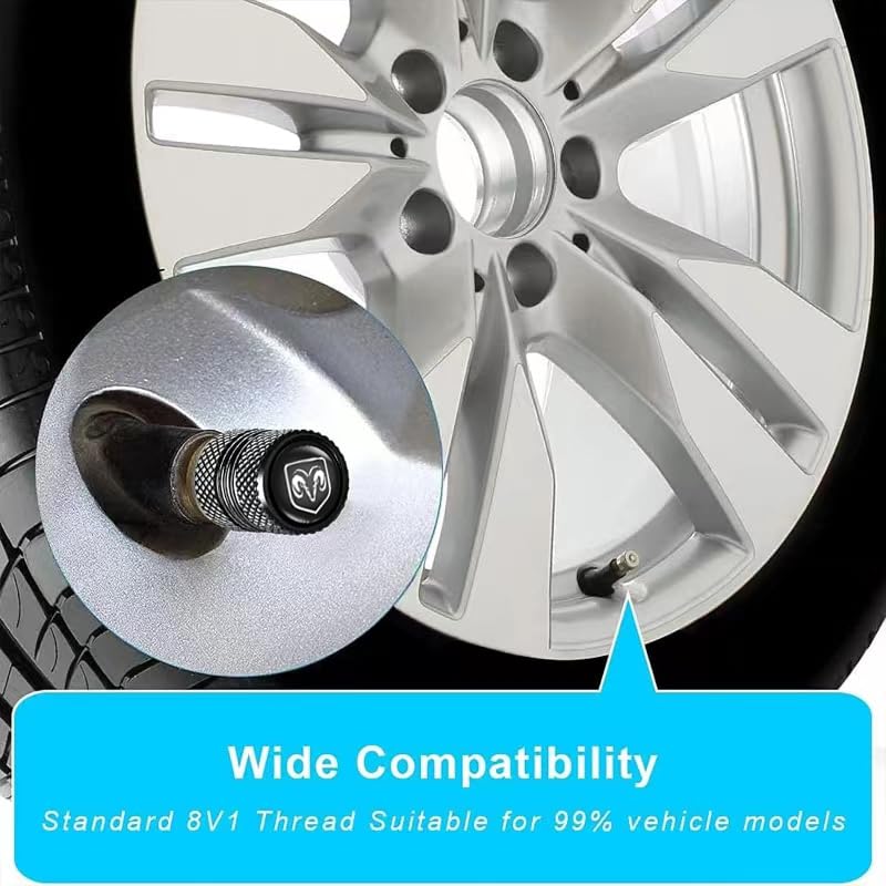 Tire Valve Stem Caps for Dodge Metal Car Wheel Air caps Auto Valve Stem Caps Accessories 4 Pcs Black - color: red-6908