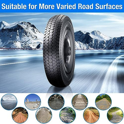 4.10/3.50-4 Flat Free Tire, 10 Inch Solid Tires with 5/8" Axle Bore Hole - color: 2Pack-Black