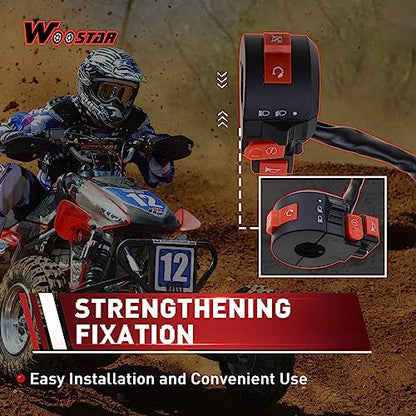 WOOSTAR 7/8" 22mm Handlebar 4 Function Right Start Switch with Horn Button Replacement for 110cc 125cc 150cc 200cc 250cc ATV 4 Wheeler Quad Motorcycle Dirt Pit Bike - color: 4 Functions