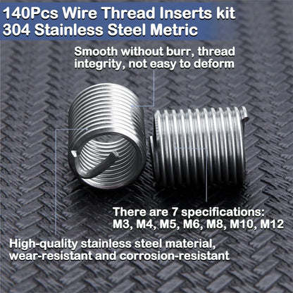 140 Pcs Wire Thread Inserts Kit, Metric Helical Type Coiled Wire - style: 140pcs