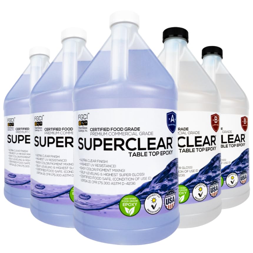 Superclear Table Top Epoxy Resin 10 Gallon Mega Kit, Crystal Clear 1:1 - size: 10 Gallon Mega Pack Epoxy Resin Kit