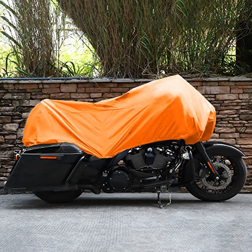 X AUTOHAUX Motorcycle Cover Lightweight Half Cover Outdoor Waterproof Rain Dust Protector Orange XL Size for Most Full Dress Touring Cruiser - color: Orange, size: XL