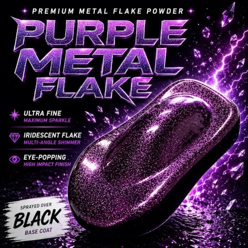 LiME LiNE Sprayable Metal Flake Paint Additive: Solvent Resistant Glitter for Automotive Custom Painting (Purple) - color: Purple
