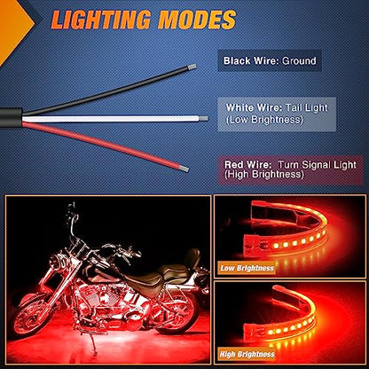 Nilight 2PCS 5Inch LED Motorcycle Turn Signal Running Brake Stop Tail Light Strips Red Beam Flexible Bend Adhesive Universal Fit Harley Motorcycles Dirt Bikes Snowmobile ATV - color: Amber