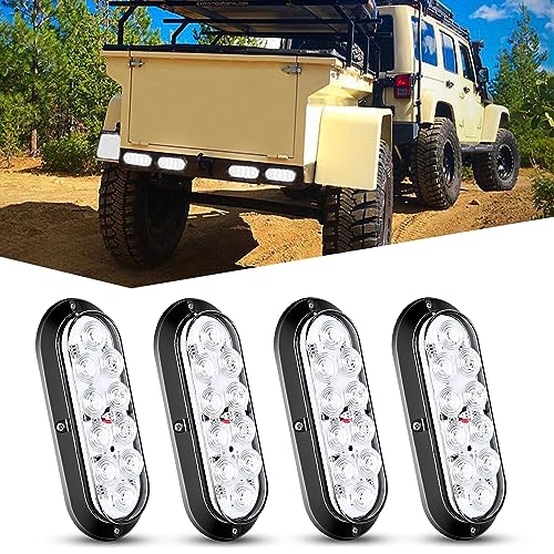 Nilight Trailer Tail Lights 4PCS 6 Inch Reverse Back Up LED Lamp, White - color: White Lights Screws 4PCS