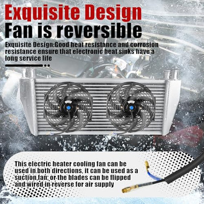 12" Universal Electric Radiator Fan Push Pull Slim Fan High Performance Cooling Fan 80W12V Mount Kit 1PCS - size: 12 inch- 1PC