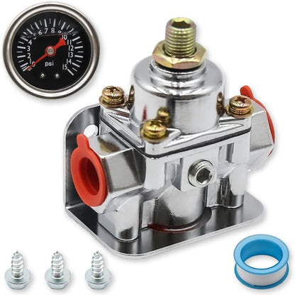 12-804 Fuel Pressure Regulator 1-4 PSI, 3/8 Inch NPT Ports with Gauge Kit, Compatible with Holley 12-804, Replacement for Car & Small Engine