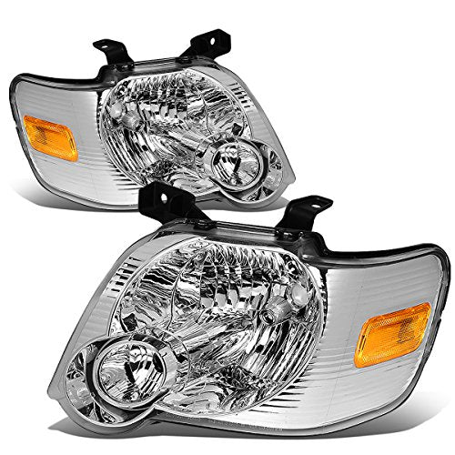 DNA MOTORING Chrome Amber Headlight Assembly, Driver and Passenger Side, Compatible with 06-10 Ford Explorer / 07-10 Explorer Sport Trac, HL-OH-FEXP06-CH-AM - color: Chrome amber