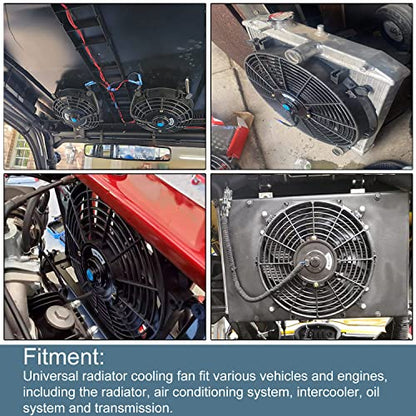 10" inch Slim Fan Push Pull Electric Radiator Cooling Fans 12V Mount Kit Unversal Black - color: Black, size: 10 Inch
