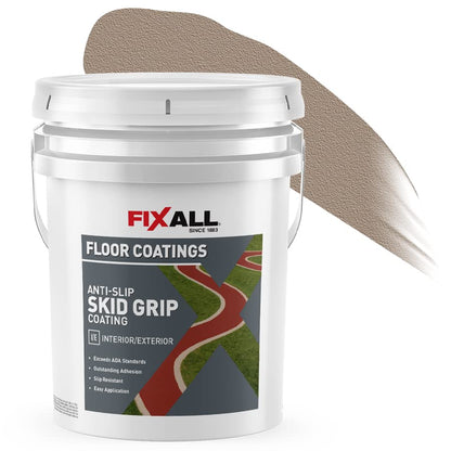 FIXALL Skid Grip Anti-Slip Coating, 5 Gallons, Camel, Exceeds ADA Standards, Ideal for Safety Areas, Slip-Resistant Pavement, Cement & Concrete Paint - color: Camel, size: 640 Fl Oz (Pack of 1)