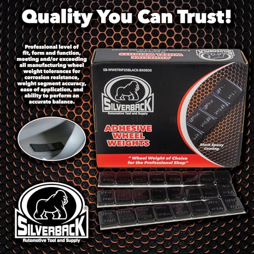 Silverback 1/4 oz Black Steel Adhesive Wheel Weights, 240-Piece Box - color: Black, size: 1/4 oz