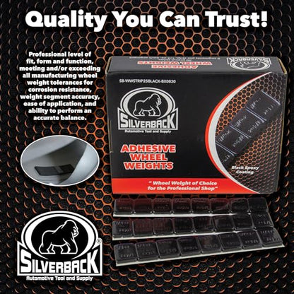 Silverback 1/4 oz Black Steel Adhesive Wheel Weights, 240-Piece Box - color: Black, size: 1/4 oz